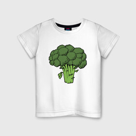 Детская футболка хлопок с принтом Брокколи в Рязани, 100% хлопок | круглый вырез горловины, полуприлегающий силуэт, длина до линии бедер | брокколи | еда | зож | капуста | овощ | растения
