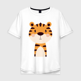 Мужская футболка хлопок Oversize с принтом Cartoon Tiger в Рязани, 100% хлопок | свободный крой, круглый ворот, “спинка” длиннее передней части | 2022 | animal | cat | lion | tiger | год тигра | животные | зверь | зубы | кот | кошка | лев | охотник | полосатый | природа | тигр | тигренок | тигрица | хищник