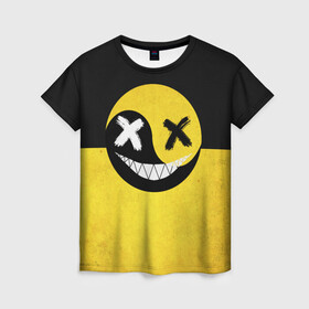 Женская футболка 3D с принтом Smile yin and yang в Рязани, 100% полиэфир ( синтетическое хлопкоподобное полотно) | прямой крой, круглый вырез горловины, длина до линии бедер | emoji | smile | глаза крестики | злой смайл | злой смайлик | зубы | контраст | крестики | подарок | пятна | смайл | смайлик | улыбка | эмоджи | эмоция