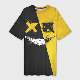 Платье-футболка 3D с принтом Yellow and Black Emoji в Рязани,  |  | emoji | smile | глаза крестики | злой смайл | злой смайлик | зубы | контраст | крестики | подарок | пятна | смайл | смайлик | улыбка | эмоджи | эмоция