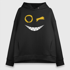 Женское худи Oversize хлопок с принтом Emoji winking в Рязани, френч-терри — 70% хлопок, 30% полиэстер. Мягкий теплый начес внутри —100% хлопок | боковые карманы, эластичные манжеты и нижняя кромка, капюшон на магнитной кнопке | Тематика изображения на принте: emoji | smile | глаза крестики | злой смайл | злой смайлик | зубы | контраст | крестики | подарок | пятна | смайл | смайлик | улыбка | эмоджи | эмоция