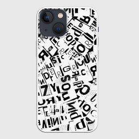 Чехол для iPhone 13 mini с принтом UNDER WHITE в Рязани,  |  | text | белый | буквы | пестрое | текст