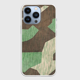 Чехол для iPhone 13 Pro с принтом Splittertarnmuster в Рязани,  |  | Тематика изображения на принте: army | beige | brown | camouflage | green | khaki | military | rhombuses | spots | армейский | бежевый | зелёный | камуфляж | коричневый | милитари | пятна | ромбы | хаки