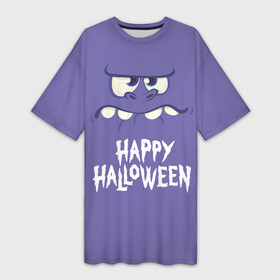 Платье-футболка 3D с принтом HAPPY HALLOWEEN в Рязани,  |  | halloween | holiday | pumpkin | samayn | vampire | zombie | вампир | ведьма | вечеринка | день всех святых | зомби | карнавал | маскарад | мертвец | оборотень | привидение | самайн | светильник джека | страшный джек | труп