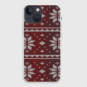Чехол для iPhone 13 mini с принтом Вязаный рисунок в Рязани,  |  | арт | вязаный рисунок | вязь | новый год | рисунок | рождество | ромб | ромбик | ромбы | снег | снежинка | снежинки