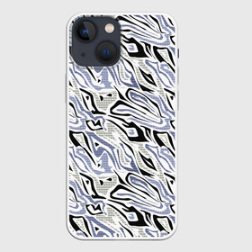 Чехол для iPhone 13 mini с принтом Абстрактный сиренево черный в Рязани,  |  | абстрактный | камуфляж | клетка | клетчатый узор | молодежный | разводы | современный | черный и сиреневый