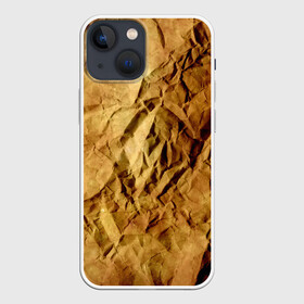 Чехол для iPhone 13 mini с принтом Старая мятая бумага в Рязани,  |  | crumpled | dirty | old | packaging | paper | relief | rusty | texture | wrinkled | yellow | бумага | грязная | желтая | мятая | помятая | рельеф | ржавая | старая | текстура | упаковочная