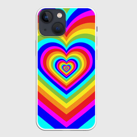 Чехол для iPhone 13 mini с принтом Цветные сердца | Colored hearts в Рязани,  |  | 00s | 2000s | 70s | 80s | 90s | aesthetic | bratz | colour | cow | cute | funny | girl | girly | glitter | grunge | heart | indie | meme | memes | pastel | pink | pinterest | popular | rainbow | retro | tiktok | trending | trendy | tumblr | vintage | vsco