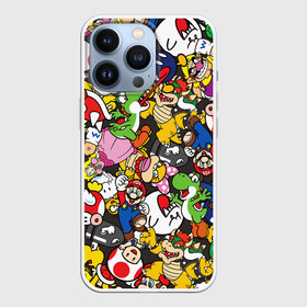 Чехол для iPhone 13 Pro с принтом Mrio ALLSTARS в Рязани,  |  | bowser | bullet bill | goomba | koopa troopa | luigi | mario | princess peach | toad | yoshi | боузер | гриб | гумба | йоши | купа | луиджи | марио | пуля билл