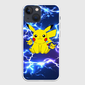 Чехол для iPhone 13 mini с принтом ПИКАЧУ НА ФОНЕ МОЛНИЙ   PIKACHU FLASH в Рязани,  |  | flash | pika | pika pika | pikachu | pokemon | детектив пикачу | молнии | пика | пикачу | покемон | текстура