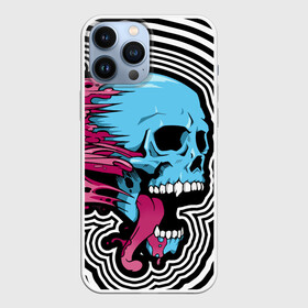 Чехол для iPhone 13 Pro Max с принтом Летящий череп в Рязани,  |  | blood | blue | day of the dead | fangs | happy halloween | holiday | skull | день мертвых | клыки | кровь | праздник | синий | хэллоуин | череп