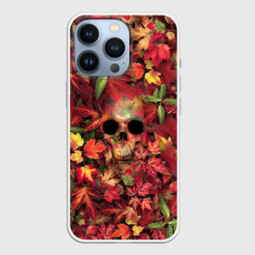 Чехол для iPhone 13 Pro с принтом Осенний череп в Рязани,  |  | halloween | клен | кленовые | листья | осень | скелет | хеллоуин | череп