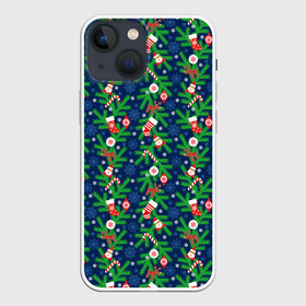 Чехол для iPhone 13 mini с принтом Новогодние Игрушки на Ёлке в Рязани,  |  | christmas | merry christmas | santa claus | дед мороз | ёлка | елочные шары | игрушки | новый год | подарки | праздник | с новым годом | санта клаус | снегурочка | украшения