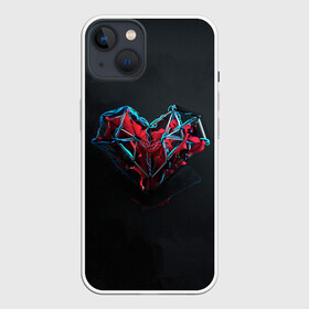 Чехол для iPhone 13 с принтом Техносердце в Рязани,  |  | графика | любовь | сердце | серый | техно