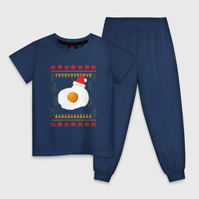 Детская пижама хлопок с принтом Рождественский свитер Кот яичница в Рязани, 100% хлопок |  брюки и футболка прямого кроя, без карманов, на брюках мягкая резинка на поясе и по низу штанин
 | Тематика изображения на принте: christmas | party | ugly sweater | вечеринка | кот | кот мем | кот яичница | мемы | новогодние праздники | новый год | рождественский свитер | рождество | уродливый свитер
