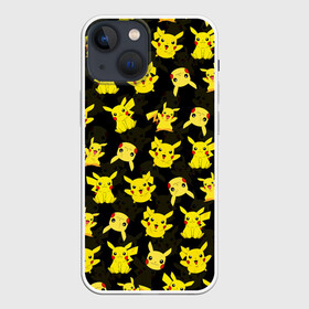 Чехол для iPhone 13 mini с принтом ПИКАЧУ ПАТТЕРН   PIKA PIKACHU в Рязани,  |  | flash | pika | pika pika | pikachu | pokemon | аниме | детектив пикачу | молнии | пика | пикачу | покемон