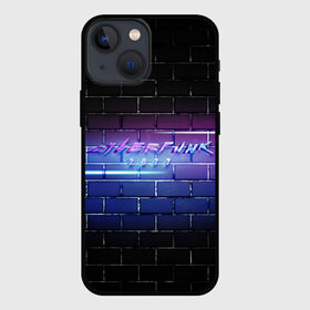 Чехол для iPhone 13 mini с принтом Cyberpunk 2077 | Neon в Рязани,  |  | 2077 | cyberpunk | cyberpunk 2077 | neon | nofun | кирпич | надпись | надпись на стене