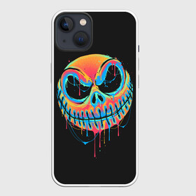 Чехол для iPhone 13 с принтом Jack Skellington. Paints в Рязани,  |  | before | christmas | halloween | mystic | nightmare | paints | skeleton | skull | smile | джек | джэк | краски | мистика | перед | рождеством | скелет | скеллингтон | смайл | улыбка | хэллоуин | череп