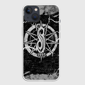 Чехол для iPhone 13 с принтом Слипкнот 1995 | Rock в Рязани,  |  | grunge | metal | music | rock | slipknot | брызги | гранж | логотип | металл | молния | музыка | надпись | пентаграмма | полосы | потертости | рок | слипкнот | точки | трещины | узор | цифры | череп