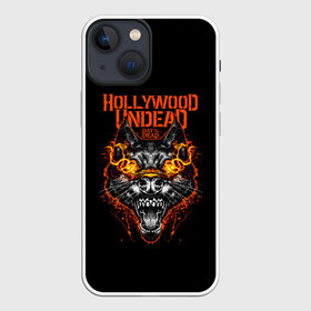 Чехол для iPhone 13 mini с принтом Hollywood Undead DAY of the DEAD в Рязани,  |  | Тематика изображения на принте: hollywood undead | hu | андед | волк | волчья голова | голивуд | голливуд | голливудская нежить | группа | гу | огненные глаза | огненный взгляд | орел | оскал | пасть | птица | реп | рок | рэп | рэпкор | силуэт