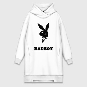 Платье-худи хлопок с принтом BAD BOY PLAYBOY в Рязани,  |  | bad | boy | love | man | playboy | rabbit | бой | бэд | кролик | любовь | мужчинам | надписи | парень | плейбой