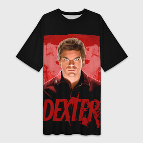 Платье-футболка 3D с принтом Dexter Декстер портрет постер в Рязани,  |  | blood | dexter | dexter morgan | декстер | кровь | майами | мясник | постер | правосудие | судмедэксперт