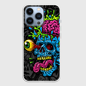 Чехол для iPhone 13 Pro с принтом Взрыв мозгов в Рязани,  |  | blue skull | brain explosion | day of the dead | halloween | happy halloween | holiday | shards | splashes | zombies | брызги | взрыв мозгов | день мертвых | зомби | осколки | праздник | синий череп | хэллоуин