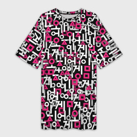 Платье-футболка 3D с принтом Узор из Игры в кальмара в Рязани,  |  | squid game | абстракция | геометрические | игра в кальмара | кальмар | корейский | логотип | паттерн | фигуры