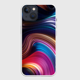 Чехол для iPhone 13 с принтом Цветные неоновые волны в Рязани,  |  | colorful waves | digital art | neon stripes | rainbow | абстракция | волны красок | неоновые волны | неоновый узор | цветные волны | цветные полосы