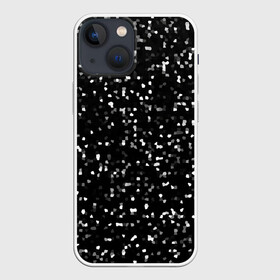 Чехол для iPhone 13 mini с принтом ЧБ мозаика в Рязани,  |  | белый | мозаика | пиксели | точки | черный