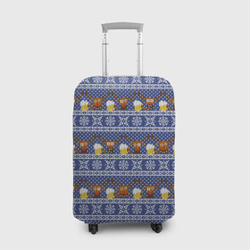 Чехол для чемодана 3D с принтом Олени отдыхают в Рязани, 86% полиэфир, 14% спандекс | двустороннее нанесение принта, прорези для ручек и колес | вязанный | новогодний | олень | паттерн | рождественский | с оленями | свитер | узор