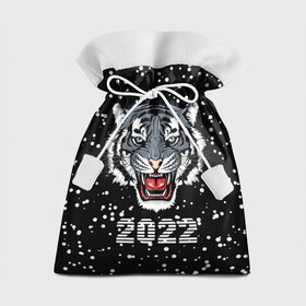 Подарочный 3D мешок с принтом Черный водяной тигр 2022 в Рязани, 100% полиэстер | Размер: 29*39 см | Тематика изображения на принте: 2022 | beast | black water tiger | fangs | merry christmas | new year | predator | snow | stern grin | winter | year of the tiger | год тигра | зверь | зима | клыки | новый год | снег | суровый оскал | хищник | черный водяной тигр