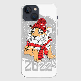 Чехол для iPhone 13 mini с принтом Тигр в красной шапке в Рязани,  |  | 2022 | beast | merry christmas | new year | predator | proud tiger | red hat | scarf | snow | winter | year of the tiger | год тигра | гордый тигр | зверь | зима | красная шапка | новый год | снег | хищник | шарф