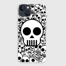 Чехол для iPhone 13 с принтом черепа чб в Рязани,  |  | 2d | 3d | black | black and white | halloween | white | белый | хэллоуин | хэлуин | чб | череп | черепа | черно белый | черный