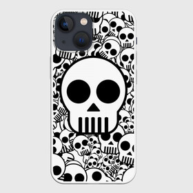 Чехол для iPhone 13 mini с принтом черепа чб в Рязани,  |  | 2d | 3d | black | black and white | halloween | white | белый | хэллоуин | хэлуин | чб | череп | черепа | черно белый | черный