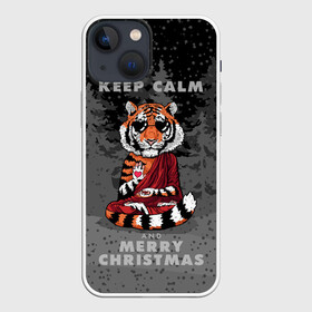 Чехол для iPhone 13 mini с принтом Keep calm and Merry Christmas в Рязани,  |  | 2022 | beast | buddhist | heart | keep calm and merry christmas | meditation | new year | spruce forest | tiger | year of the tiger | буддист | год тигра | ельник | зверь | медитация | новый год | сердце | тигр | черные очки