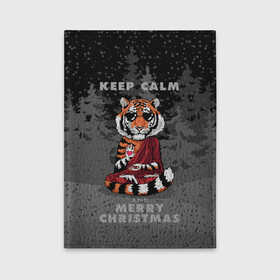 Обложка для автодокументов с принтом Keep calm and Merry Christmas в Рязани, натуральная кожа |  размер 19,9*13 см; внутри 4 больших “конверта” для документов и один маленький отдел — туда идеально встанут права | Тематика изображения на принте: 2022 | beast | buddhist | heart | keep calm and merry christmas | meditation | new year | spruce forest | tiger | year of the tiger | буддист | год тигра | ельник | зверь | медитация | новый год | сердце | тигр | черные очки