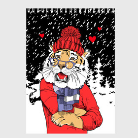 Скетчбук с принтом Тигр в красном в Рязани, 100% бумага
 | 48 листов, плотность листов — 100 г/м2, плотность картонной обложки — 250 г/м2. Листы скреплены сверху удобной пружинной спиралью | Тематика изображения на принте: 2022 | fir forest | happy new year | hearts | merry christmas | red hat | santa claus | scarf | snow | tiger | year of the tiger | год тигра | еловый лес | красная шапка | новый год | очки | рождество | санта клаус | сердца | снег | тигр | шарф