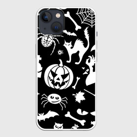 Чехол для iPhone 13 с принтом Микс в Рязани,  |  | halloween | арт | графика | зомби | мистика | праздник | скелет | тыква | ужасы | хэллоуин | череп