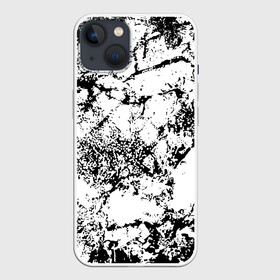 Чехол для iPhone 13 с принтом Эффект линогравюры в Рязани,  |  | abstract | black and white | minimalism | urban | urban camouflage | абстрактный узор | белая краска | белое на черном | белый и черный | белый узор | брызги краски | камуфляж | краска | минимализм | монохромный | орнамент