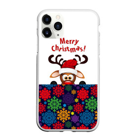 Чехол для iPhone 11 Pro матовый с принтом Merry Christmas (оленёнок) в Рязани, Силикон |  | christmas | merry christmas | santa claus | дед мороз | ёлка | новогодние олени | новый год | оленёнок бэмби | оленёнок рудольф | орнамент | с новым годом | сантаклаус | свитер с оленями | снегурочка | снежинки | узоры