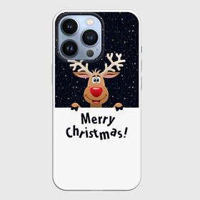 Чехол для iPhone 13 Pro с принтом Новогодний Оленёнок Рудольф в Рязани,  |  | christmas | merry christmas | santa claus | дед мороз | ёлка | новогодние олени | новый год | оленёнок бэмби | оленёнок рудольф | с новым годом | сантаклаус | свитер с оленями | северный олень | снегурочка | снежинки