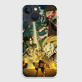 Чехол для iPhone 13 mini с принтом Парадиз против Марли в Рязани,  |  | 4 сезон | anime | armin | armored | attack on titan | beast | colossus | eren | levi | manga | mikasa | аниме | армин | атака титанов | атакующий | бронированный | грузоперевозчик | звероподобный | зик | зубастый | колоссальный | леви