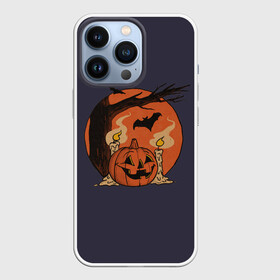 Чехол для iPhone 13 Pro с принтом Night of Fear. Mystic Sunset в Рязани,  |  | bat | branch | candle | candles | evening | flame | halloween | jack | lamp | mystic | night | pumpkin | smoke | sunset | tree | wax | ветка | вечер | воск | дерево | джека | дым | закат | летучая | мистика | мышь | ночь | пламя | светильни