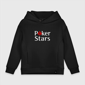 Детское худи Oversize хлопок с принтом PokerStars логотип в Рязани, френч-терри — 70% хлопок, 30% полиэстер. Мягкий теплый начес внутри —100% хлопок | боковые карманы, эластичные манжеты и нижняя кромка, капюшон на магнитной кнопке | poker | poker stars | pokerstars | карты | лого | логотип | покер | покер старс | покерстарс