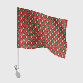 Флаг для автомобиля с принтом Ёлочки (красно зелёные) в Рязани, 100% полиэстер | Размер: 30*21 см | merry christmas | бабушкин свитер | дед мороз | ёлка | елочные шары | новогодний подарок | новый год | подарок | природа | рождество | свитер | свитер с ёлками | снежинки