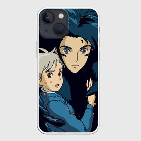 Чехол для iPhone 13 mini с принтом Ходячий замок Софи и Хаул летят в Рязани,  |  | anime | ghibli | howl | moving castle | аниме | гибли | софи | студия | хаул | хаяо миядзаки | ходячий замок хаула