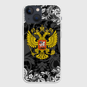 Чехол для iPhone 13 mini с принтом Российская Федерация в Рязани,  |  | background | football | hockey | patterns | russia | russian federation | russian national team | sports | texture | герб | двуглавый орел | паттерн | российская федерация | россия | рф | сборная россии | спорт | текстура | узоры | фон | футбол | хоккей