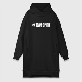 Платье-худи хлопок с принтом TEAM SPIRIT LOGO WHITE CYBERSPORT CHAMPION в Рязани,  |  | Тематика изображения на принте: collapse | cs go | cyber | cybersport | dota 2 | dragon | hearthstone | miposhka | mira | russia | spirit | spirited | team spirit | the international | torontotokyo | ts | yatoro | дракон | кибер | киберспорт | киберспортсмен | кс го | россия |