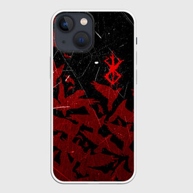 Чехол для iPhone 13 mini с принтом БЕРСЕРК КЛЕЙМО ЛОГО СТАЯ ВОРОН, RED CROW в Рязани,  |  | anime | anime berserk | berserk | guts | knight | manga | аниме | аниме берсерк | берсерк | гатс | клеймо | манга | рыцарь | япония